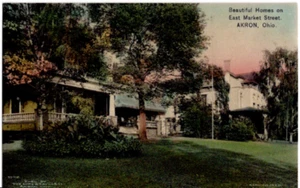 Postkarte Schöne Häuser in der East Market Street Akron Ohio alt Vintage 0446 - Bild 1 von 2