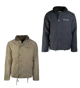 US Navy Deck Jacket N-1 Winterjacke mit Teddyfutter Armee Kälteschutzjacke - Picture 1 of 5