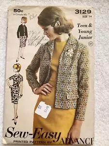 SEW EASY Sewing Pattern by ADVANCE TEEN & YOUNG JUNIOR DRESS & JACKET SIZE 14 - Picture 1 of 2