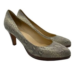 Cole Haan Snakeskin Print Pumps 8B Heels Gray Tan - Picture 1 of 12