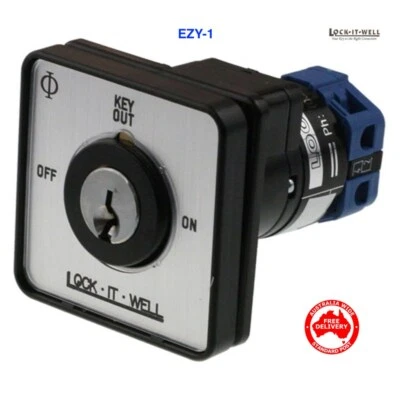 Lock It Well Panel Mount Key Switch EZY 1   12-440V DC LIWEZY1 - image 1 of 3