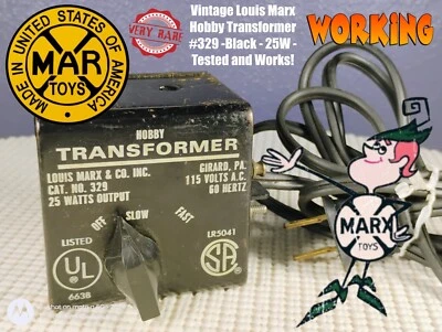 Vintage Louis Marx Hobby Transformer #329 -Black - 25W - Tested and Works! - Image 1 of 4