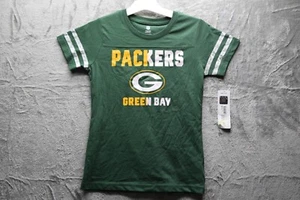 NFL Green Bay Packers Girls' Striped Sleeve Fashion T-Shirt, Size L - New - Picture 1 of 7