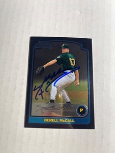 Oakland Athletics DERELL MCCALL Signed Card