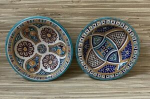 Set of 2 Moroccan Ceramic Bowls - Handmade/Hand Painted - Wall Hanging - 10 5/8"
