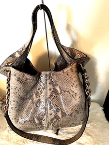 MICHAEL KORS Uptown Astor  PYTON EMBOSSED  Leather Studded Hobo MINT - Picture 1 of 22