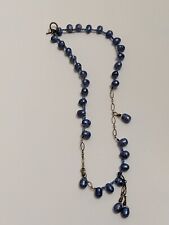 Blue Freshwater Pearl Necklace toggle clasp