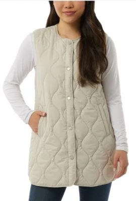 Chaleco acolchado 32 Degrees para dama nuevo con etiquetas, color beige coco, talla L Foto 1 de 4