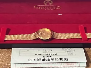 Aureole Gold Plated w/Diamonds Womens Swiss Watch SW-3381 in Original Box - Picture 1 of 1