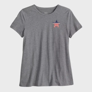 NEW Sonoma S Tee Women's Gray American Flag Star Shirt Top Patriotic USA - Picture 1 of 3
