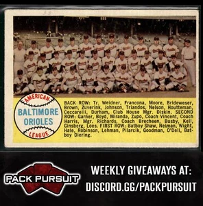 1958 Topps #408a Baltimore Orioles lista de verificación alfabética, 3 de 4 - Imagen 1 de 2