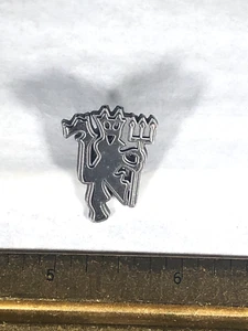 DEVIL HOLDING A PITCHFORK SMALL SILVERTONE PINBACK LAPEL PIN FREE SHIPPING - Picture 1 of 20