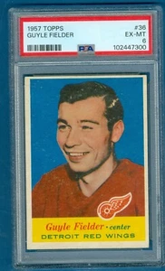 1957 Topps Hockey #36 Guyle Fielder ROOKIE Red Wings PSA 6 EX-MT - Picture 1 of 2