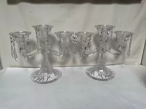 WW19 Pair Shannon Celeste hanging Prismatic Pendant Three-Arm Candle Holder - Picture 1 of 7
