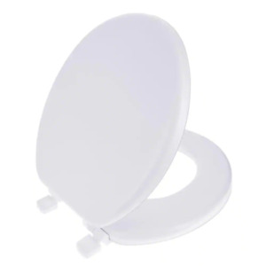 White Closed Front Toilet Seat Round Soft Cushion Padded Heavy Duty Modern Home