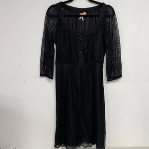 Anthropologie Maeve Vintage schwarz Spitze Minikleid Damen 4 Whimsigoth Witchy - Bild 1 von 9