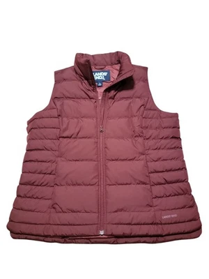 Lands' End Burgundy Down Fill Puffrr Vest Womens Size Large Outdoor Hiking Nwot - Image 1 of 4