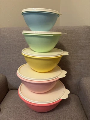 ¡NUEVO! Tupperware Wonderlier Juego de 5 Tapas de Cuencos Pastel The Marvelous Mrs. Maisel Foto 1 de 4