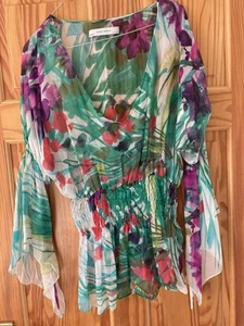 Zara Silk Botanical Print Top EUR Size M Elasticated Waist With Peplum - Picture 1 of 1