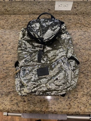 VICTORIA'S SECRET PINK Gold Sequin Backpack PRE-OWNED - Image 1 of 4