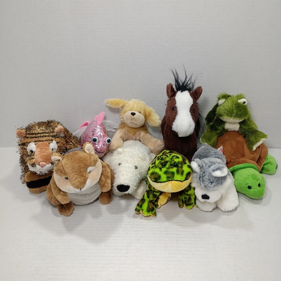 Ganz Webkinz 10 Stuffed Plush Animals Tiger Husky Frog Turtle Horse Dog Bear - Image 1 of 4