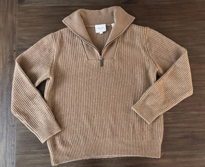 Suéter Vince de lana de cachemir con media cremallera cuello embudo para mujer grande tostado suave tejido acogedor Foto 1 de 4