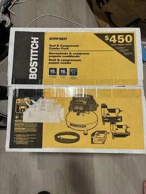 Kit combinado de compresor de aire Bostitch, 3 herramientas (BTFP3KIT) 21,1 x 19,5 x 18 pulgadas nuevo en caja Foto 1 de 4