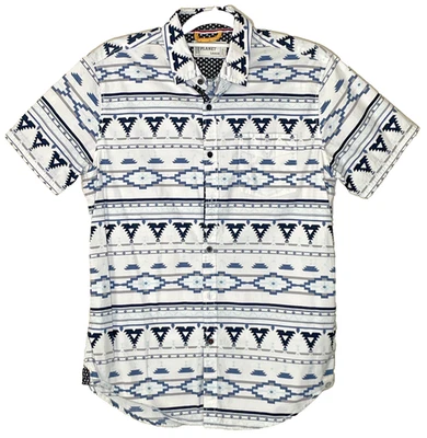 Camisa Free Planet Para Hombres Estampado Azteca Con Botones Blanca Talla Grande Camisa Feb 2017 Foto 1 de 4