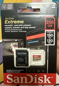 SanDisk Extreme 256GB MicroSDXC UHSI Memory Card - Picture 1 of 2