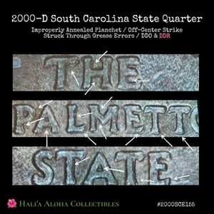 💫2000 D South Carolina State Quarter ~ DDO/DDR/Off-Center/Improperly Annealed ✨ - Picture 1 of 6