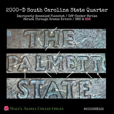 💫2000 D South Carolina State Quarter ~ DDO/DDR/Off-Center/Improperly Annealed ✨ - Image 1 of 4