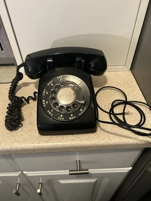 Telefone rotativo vintage Western Electric preto não testado 1969 completo retrô - Imagem 1 de 4