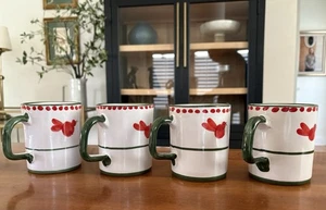 Vietri Uccello Rosso 4er Set Tassen Weihnachten Urlaub Vogel und Baum - Bild 1 von 10