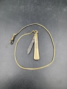 VTG 14" GOLD SOVEREIGN POCKET WATCH CHAIN HAYWARD PKT KNIFE FOB 14K GOLD FILLED - Picture 1 of 3