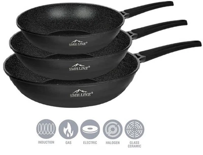 3-tlg Bratpfannen Induktion 20/24/28cm Pfanne Pfannenset Antihaft alle Herdarten - Bild 1 von 4