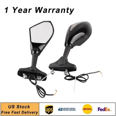 2pcs Rearview Mirrors w/ Amber LED Turn Lighs For Hyosung GT250R GT650R Foto 1 de 4
