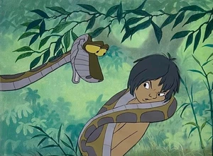 1967 RARE WALT DISNEY JUNGLE BOOK MOWGLI KAA ORIGINAL PRODUCTION ANIMATION CEL - Picture 1 of 3