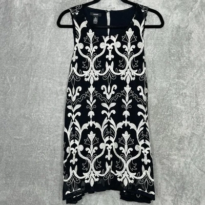 Camisa Top Alfani XL Negra Cachemira Sin Mangas Cuello Redondo Botón Cuello Encaje Superposición Foto 1 de 4