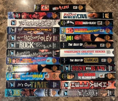 (23) 1990’s Wrestling VHS Video Lot - WWF WCW ECW WWE, Starrcade, Bash on Beach - Image 1 of 4