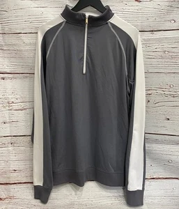 Footjoy Long Sleeve Black / Gray Golf Nylon 1/4 Zip Pullover White Stripe Large - Picture 1 of 9