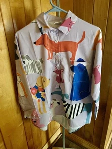 Unbranded Button Up Shirt Multicolor Dog Graphics Long Sleeve ~ Women's Large - Picture 1 of 5