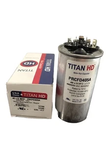 TitanHD PRCFD405A American-Made Round Run Dual Capacitor. 40/5 MFD/UF 440 Volts - Picture 1 of 2