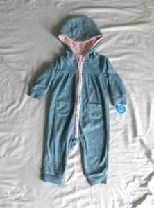 Carter’s Baby Turn Me Around rosa Katze Velours blau Kapuze Wimpelkette 6 Monate Neu mit Etikett - Bild 1 von 5