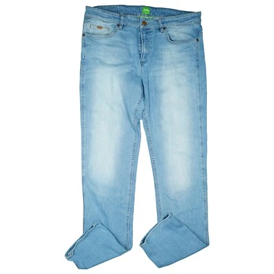 Pantalones de mezclilla para hombre Hugo Boss verdes L elásticos rectos ajustados W36 L34 36/34 ligeros Foto 1 de 4
