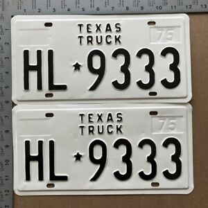 1975 Texas truck license plate pair HL-9 333 YOM DMV Ford Chevy Dodge 15234
