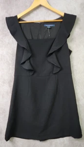 $148 Minivestido French Connection Mujer Negro Cuello Cuadrado Volantes Correa Talla US 12 - Imagen 1 de 6