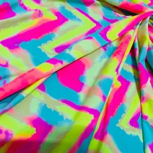 Neon Tie Dye Print Nylon Spandex Fabric 4 Way Stretch By Yard - Picture 1 of 6