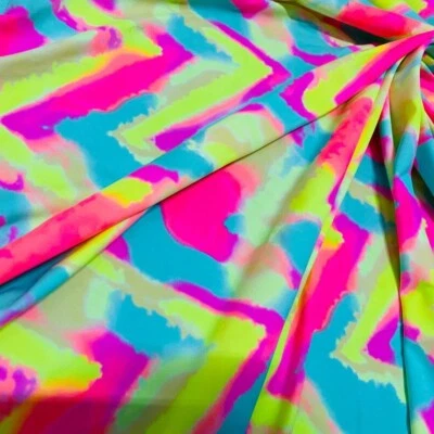 Tecido de elastano de náilon com estampa de tingimento neon 4 vias elástico por jarda - Imagem 1 de 4