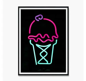 Ice cream Soft Serve Print, Girls Pink Bedroom Art Poster, Teenagers Kids Art - Picture 1 of 7