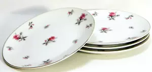 Juego de 4 platos de pan Rose Chintz Meito rosas rosadas Japón porcelana - Imagen 1 de 6
